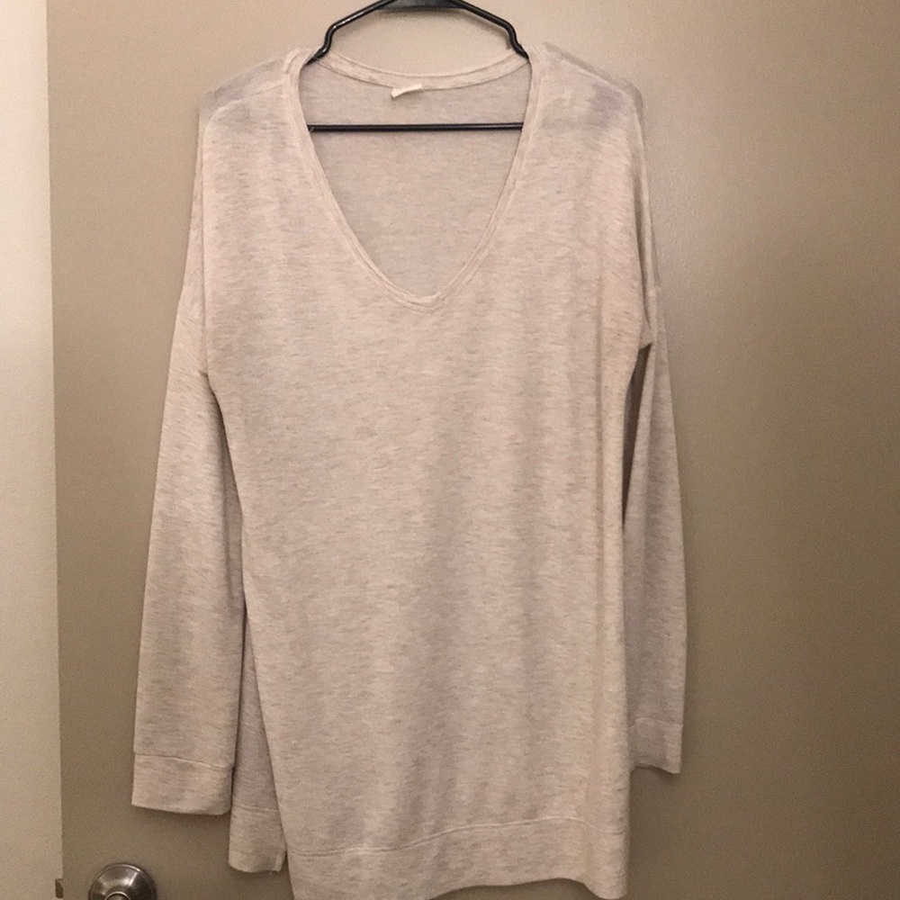 Light cream tunic V neck shirt